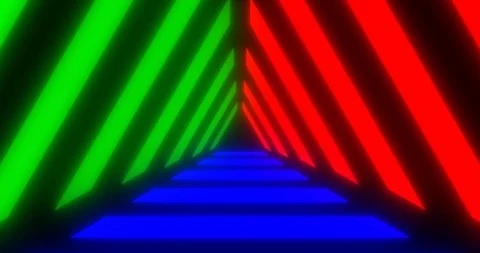 VJ loop futuristic sci-fi neon tunnel in triangle form. Stock Footage 124503721