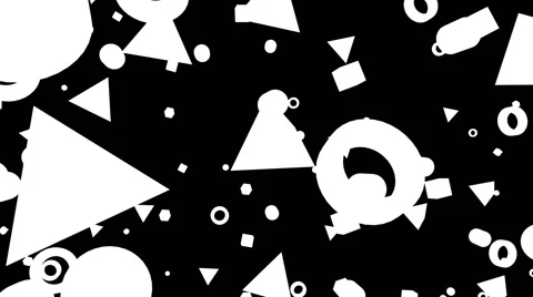 VJ Loop - Geometric black and white bouncing confetti shapes Stock Footage 50024480