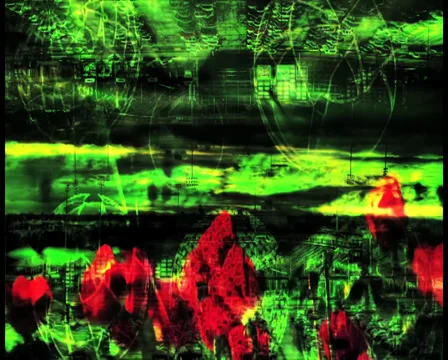 VJ LOOP - Geometric sky over poppy field Stock Footage 30631548