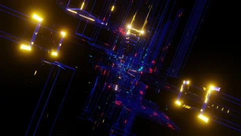 VJ Loop is a gloomy tunnel with Bright lights. Stock Footage 167084046