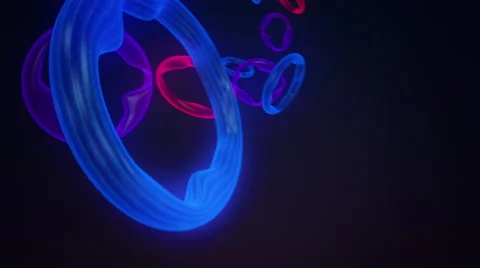 VJ Loop - Glowing liquified neon rings Stock Footage 42880154