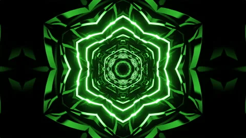 Vj Loop Green Neon kaleidoscope. Seamless animation. Stock Footage 170235936