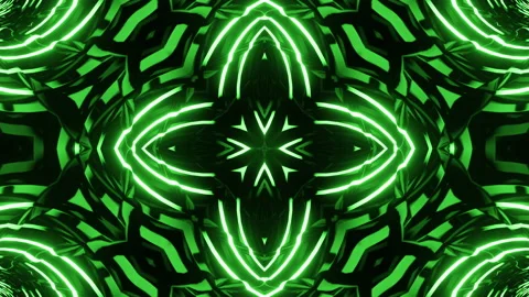 Vj Loop Green Neon kaleidoscope. Seamless animation. Stock Footage 170236260
