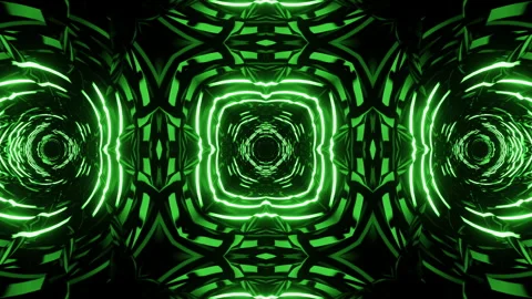 Vj Loop Green Neon kaleidoscope. Seamless animation. Stock Footage 170237574