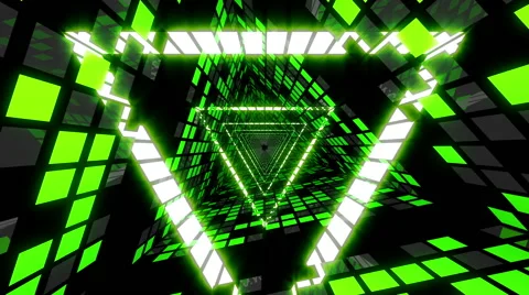 VJ Loop Green Triangular Tunnel 4 库存影片 50457575