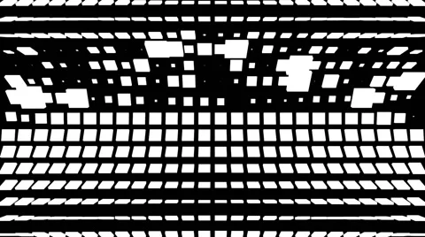 VJ Loop - Grid of randomized black and white square lines folding and rotating Stock Footage 50024519