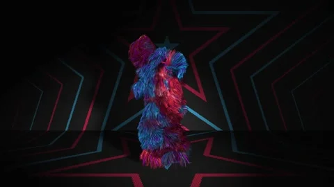 VJ loop of a hairy animated man in red and blue dancing Stock Footage 234313389