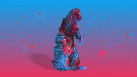 VJ loop of a hairy animated man walking Stock Footage 234353975