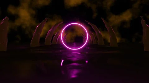 VJ Loop Halloween motion graphics clip road to hell glow. Circle in the middle Stock Footage 244998656