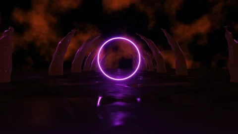 VJ Loop Halloween motion graphics clip road to hell glow. Circle in the middle Stock Footage 245198122