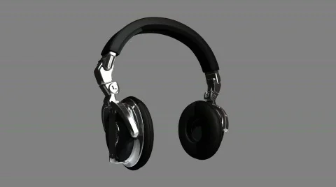 VJ loop head Phones hd gray + alpha Stock Footage 526780