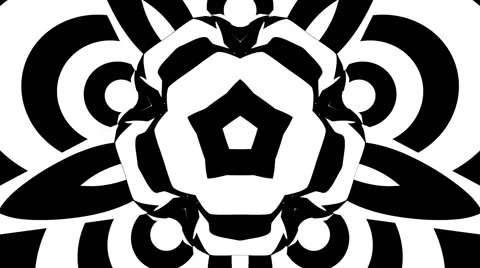 VJ Loop - Hypnotic black and white psychedelic morphing flower Stock-Footage 50024541