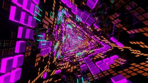 VJ Loop Iridescent Lights Festive Triangular Tunnel. Stock Footage 167084187