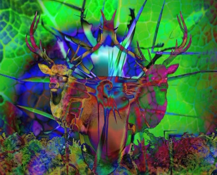 VJ LOOP - Lucid Stag Beetle Acid Swirl Stock Footage 30587221