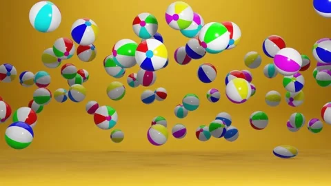 VJ Loop. Many beach balls are bouncing on a yellow background. 3D animation Stock Footage 197357459