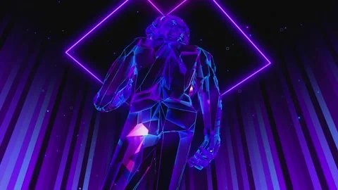 VJ loop of Michelangelo statue in purple Stock Footage 234262812