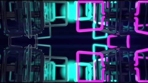 VJ Loop mirrored structure neon metal beats glass pipes 128 bpm animated 720p 스톡 동영상 61814149