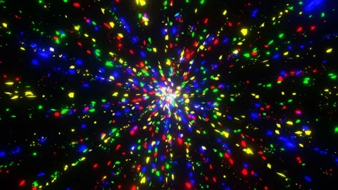 VJ loop motion small triangular red, blue, green and yellow particles pulsating Stock Footage 166834848