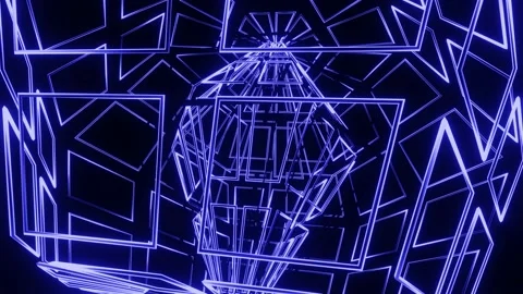 VJ Loop Neon Abstraction of the Rotation of Abstract Bodies. Stock Footage 167354248