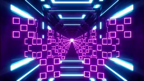 VJ Loop of Neon Light Box Corridor Stock Footage 265248143
