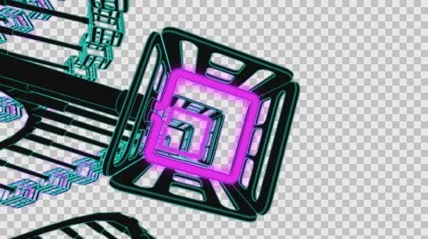 VJ Loop neon metal beats rollercoaster rotating camera 128 bpm outlined Video stock 61798963
