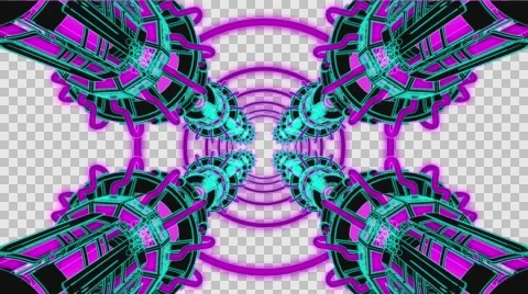 VJ Loop Neon Metal beats structure auto build tunnel 128bpm outlined Stock Footage 61808477