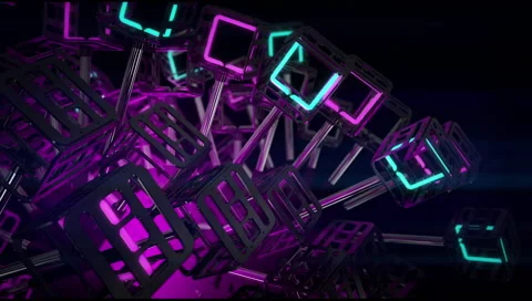 VJ Loop neon metal beats glass pipes structure rotating  128 bpm animated 720p Stock-Footage 61813996