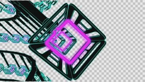 VJ Loop neon metal beats rollercoaster rotating camera 128 bpm outlined 720p Stock Footage 61849065
