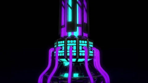 VJ Loop Neon Metal building structures Beat 128 bpm vertical move Stock Footage 61769492