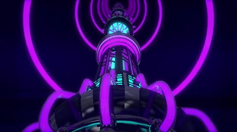 VJ Loop Neon Metal building structures Beat 128 bpm Stock Footage 61773334