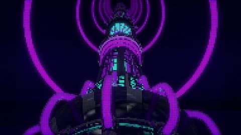 VJ Loop Neon Metal building structures Beat 128 bpm tunnel Stock Footage 61793637