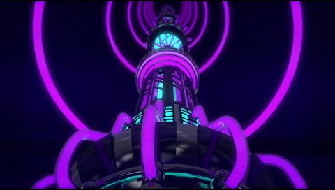 VJ Loop Neon Metal building structures Beat 128 bpm Stock Footage 61812816