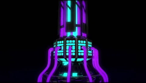 VJ Loop Neon Metal building structures Beat 128 bpm vertical move Stock Footage 61814363