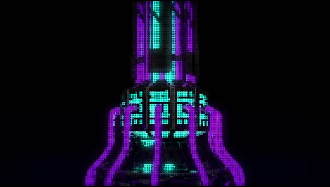 VJ Loop Neon Metal building structures Beat 128 bpm vertical move Stock-Footage 61850177