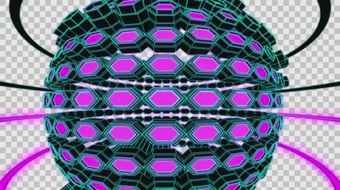VJ Loop Neon Metal grid on fast Beat drop 128 ppm outlined w alpha channel Stock Footage 61808564