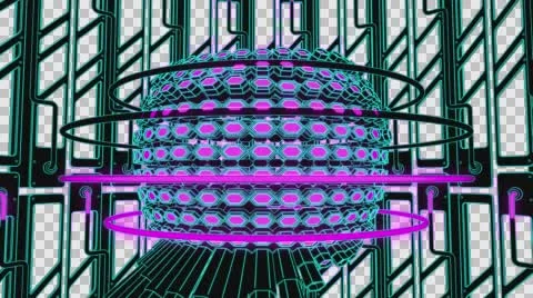 VJ Loop Neon Metal grid on fast Beat drop 128 ppm outlined w alpha channel Stock-Footage 61809543