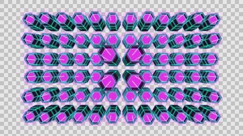 VJ Loop Neon Metal grid on fast Beat drop 128 ppm outlined w alpha channel Stock Footage 61809955