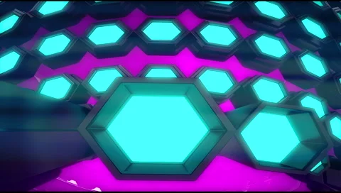 VJ Loop Neon Metal grid on fast Beat drop 128 ppm Video stock 61813421