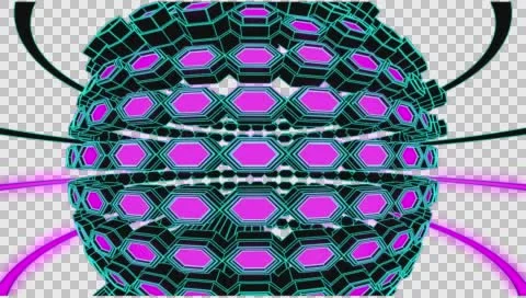 VJ Loop Neon Metal grid on fast Beat drop 128 ppm outlined w alpha channel Stock-Footage 61849127