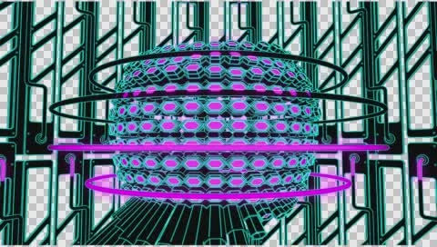 VJ Loop Neon Metal grid on fast Beat drop 128 ppm outlined w alpha channel Stock Footage 61849513