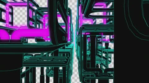 VJ Loop Neon Metal structures Beat 128 ppm outlined w alpha channel Stock-Footage 61809376