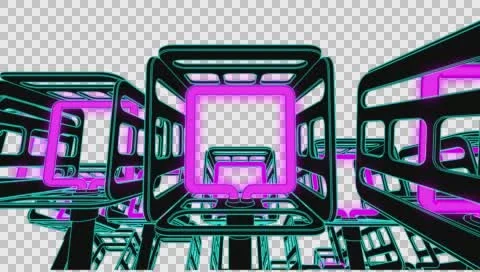 VJ Loop Neon Metal structures Beat 128 ppm outlined w alpha channel Video stock 61848950