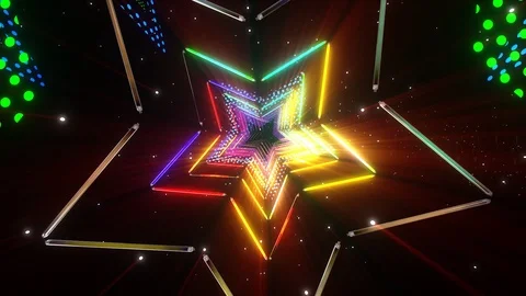 VJ Loop Neon Stars Stock Footage 86965251
