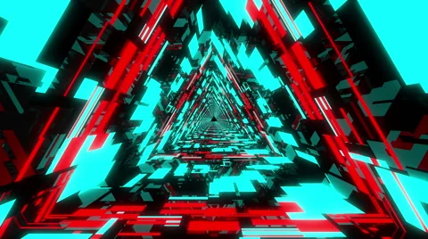 VJ Loop Neon Triangular Tunnel 1 库存影片 60175773