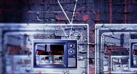  VJ LOOP OLD TV SET 05b loop Pal Video stock 632190