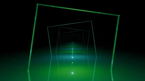 VJ Loop Opposite Side Rotating Square Tunnel 4K - Futuristic Music Backgroun Stock Footage 293944448