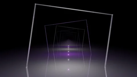 VJ Loop Opposite Side Rotating Square Tunnel 4K - Futuristic Music Backgroun Stock Footage 293944480