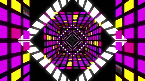 VJ Loop Pink Yellow Square Tunnel 库存影片 50046614