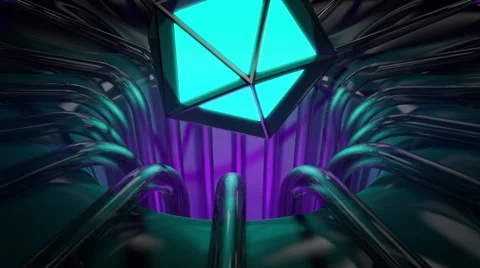 VJ Loop platonic coming out from neon metal beats structure 128 bpm animated Video stock 61765212