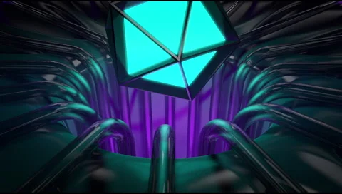 VJ Loop platonic coming out from neon metal beats structure 128 bpm animate 720p 스톡 동영상 61813025